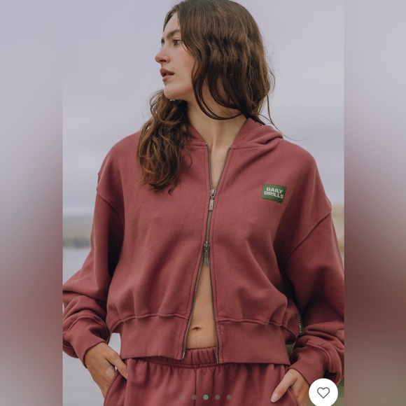 Daily Drills Heavyweight Double Zip Hoodie - Wine - size M/L - Picture 3 of 7